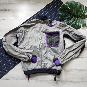 Patagonia Vintage Paddling Kayak Pullover Jacket Grey Purple Nylon Size Medium